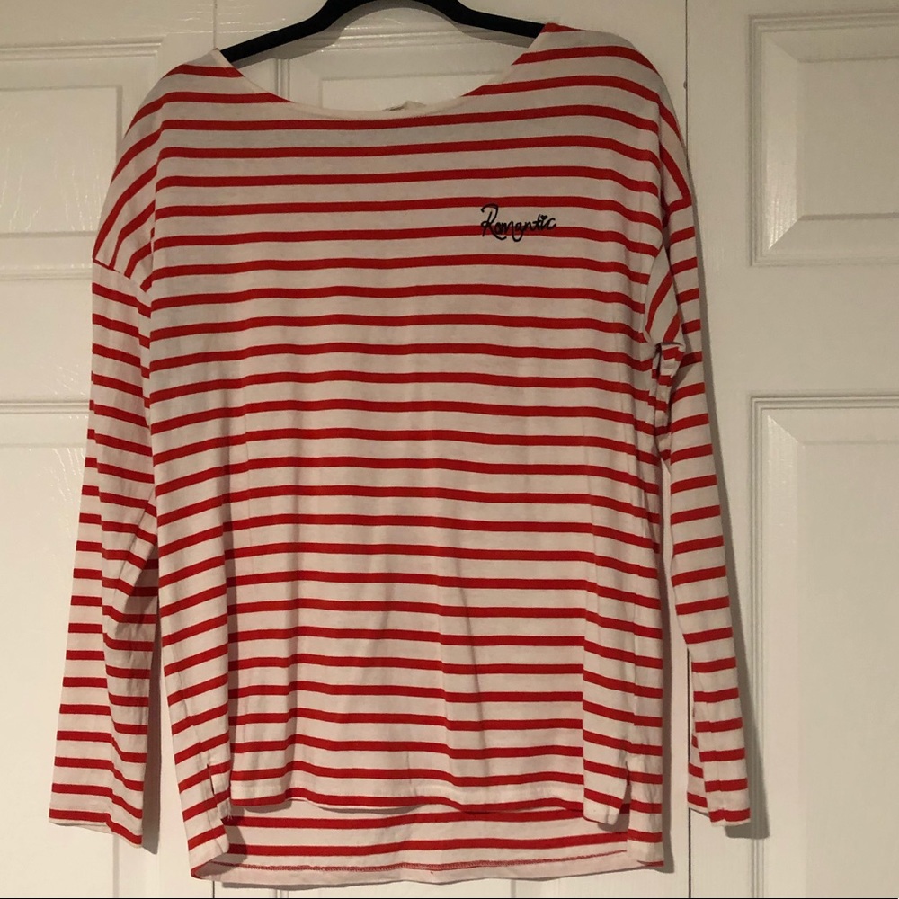 H&M Romantic red and white striped long sleeve tee